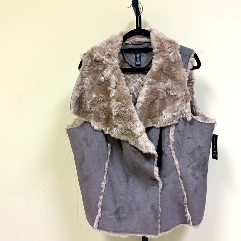Plus size INC suede and fur vest